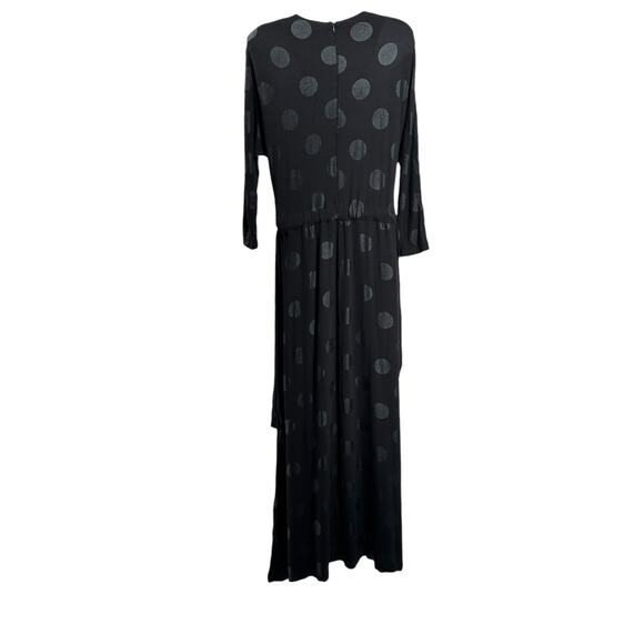 Belissa Black on Black Polkadot Maxi Dress Fit And Flare Vintage Small - Picture 5 of 6